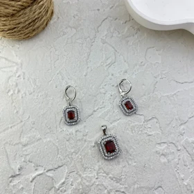 نیم‌ست زنانه مدل روبی آمور طرح یاقوت قرمز