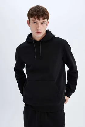 سویشرت ساده ساده کلاهدار معمولی با جیب مشکی و داخل آن X8283az24au X8283AZ24AU