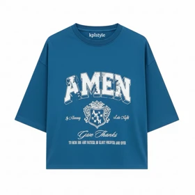 تیشرت باکسی نخ پنبه طرح AMEN کد 109
