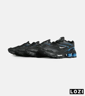 کفش کتانی مردانه مشکی آبی نایک NIKE x SUPREME shox ride 2