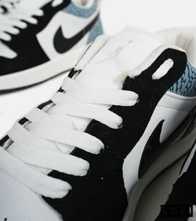 کفش کتانی مردانه و زنانه سفید مشکی آبی نایک NIKE jordan 1