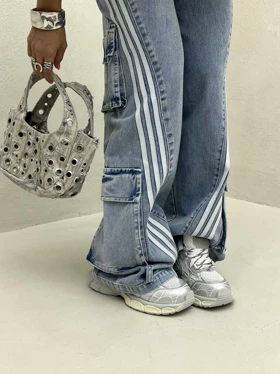 شلوار کارگو جین 3 خط