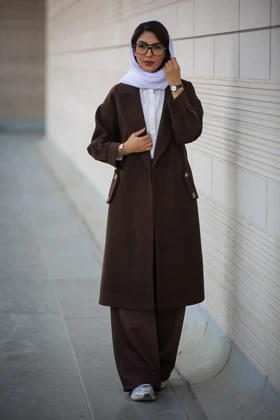 پالتو بلند جیب دکمه دار