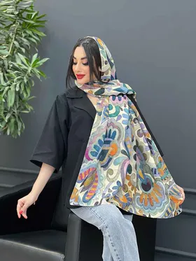 شال طرح گل آبرنگی