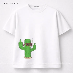 تیشرت باکسی طرح کاکتوس 100٪ پنبه | کد 1333