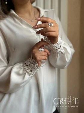 شومیز یقه دو دکمه مچ گیپور