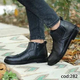 نیم بوت مشکی چرم مردانه