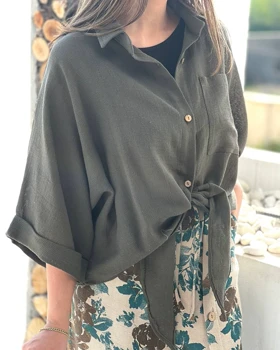 شومیز جلوگره‌ای لینن کنفی