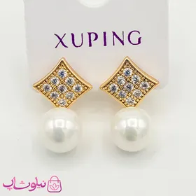 گوشواره زنانه مرواریدی ژوپینگ طرح لوزی