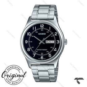 کاسیو مردانه MTP-V006D-1B2U سیلور صفحه مشکی دو تقویمه Casio-10407-G