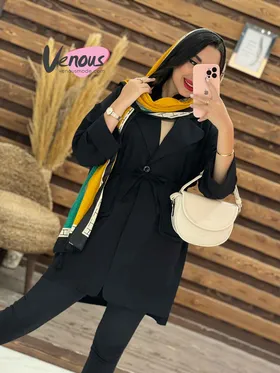 مانتو تک دکمه کمرگت دار