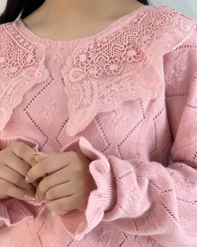 پلیور بافت یقه خامه دوزی مدل 2 کد 5267