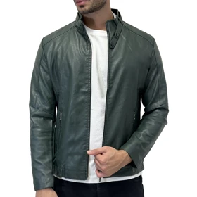 کاپشن چرم یقه دو دکمه FLSZ2308