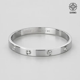 بنگل کارتیر نگین‌دار استیل کد 509428026