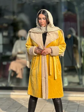 پالتو بلند یقه دار داخل خز 708
