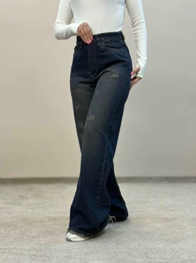 شلوار جین زنانه فلربگ خامشور تیره2163