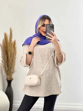مانتو لینن نچرال یقه چاک