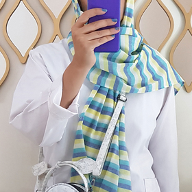 شال پاستیلی آبی راه راه