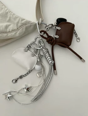 آویز چارم بگ کیف نقره ای