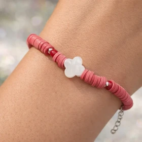 دستبند دخترانه فانتزی مدل صدفی طرح شکوفه‌های عاشقانه