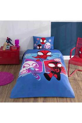 سرویس روتختی یک نفره Taç مدل Spidey Adventure پنبه - چندرنگ