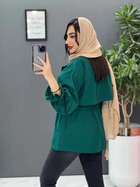 مانتو لینن کمرگت سه دکمه