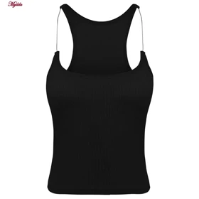 کراپ تاپ زنانه مدل بند سیلیکونی پددار مشکی