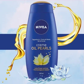شامپو بدن کرمی مرطوب‌کننده نیوآ مدل Oil Pearls Lotus Flower مناسب انواع پوست حجم 500 میلی‌لیتر