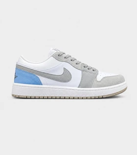 کتانی نایک Air Jordan 1 سفید طوسی آبی مدل 9706 استایل خاص و خیابانی