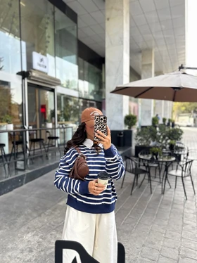 دورس راه راه سورمه ای Pull&Bear217