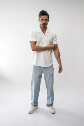 پیراهن آستین کوتاه یقه انگلیسی مردانه