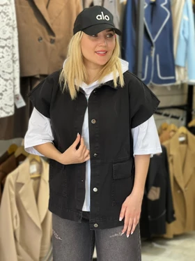 وست جین زنانه مدل دو جیب درجه یک سنگشور