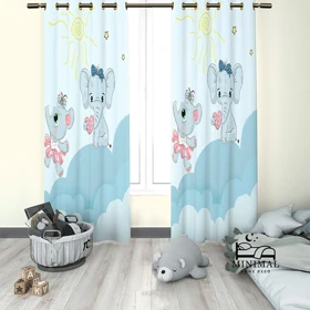 پرده کودک طرح فیل ها مدل W4936
