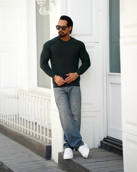 بافت یقه گرد مردانه