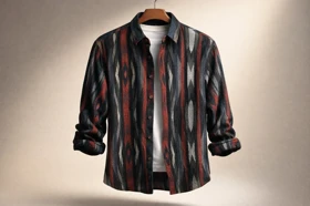 پیراهن پشمی نخی راه راه ذغالی زرشکی - طراحی مینیمال پرمیوم کد 653