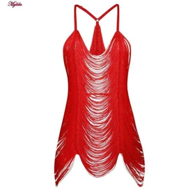 لباس خواب فانتزی زنانه ریش ریشی قرمز کد 4438-9726
