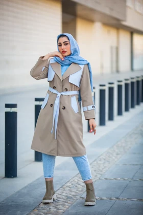 بارانی ژیله دار ترکیبی با جین