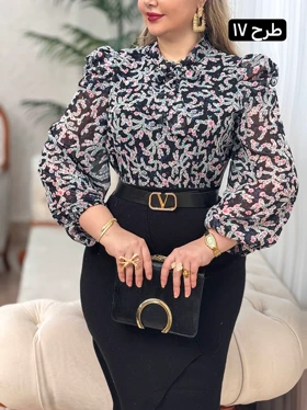 شومیز حریر آستین پف 2705