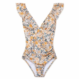مایو یک‌تکه زنانه Cupshe مدل Floral Flutter Lace-Up Back One-Piece