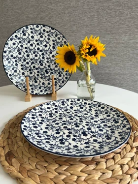 بشقاب پلوخوری دنی هوم طرح گل سرمه ای / BA3