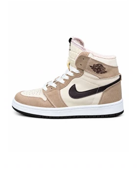 کفش کتانی زنانه مدل جردن وان ساق‌دار کرم قهوه ای Nike jordan