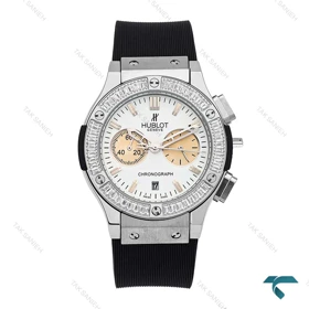 ساعت هابلوت زنانه سه موتوره سیلور صفحه سفید دورنگین Hublot-6191-L