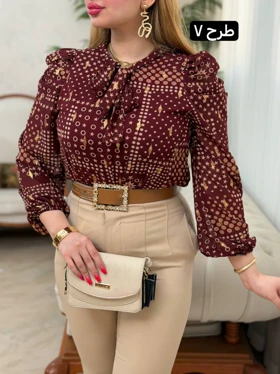 شومیز حریر آستین پف 3698