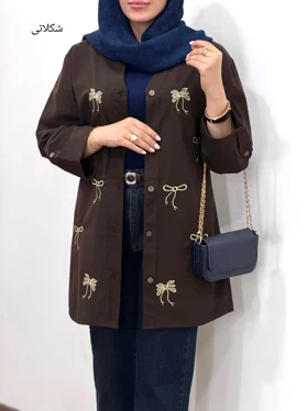 مانتو لینن گلدوزی ویولت