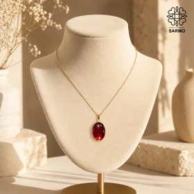 گردنبند استیل طرح یاقوت کد 0227002