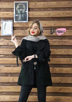 مانتو کتی آستین بنددار مخمل