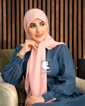 روسری کرپ حریر صورتی کد 2