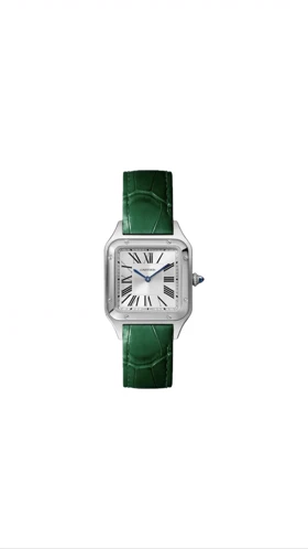 ساعت کارتیر سانتوس دومونت مردانه سیلور بند چرم سبز Cartier Santos Dumont