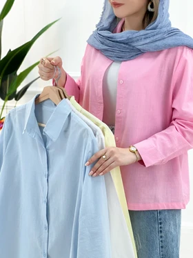 شومیز آستین بلند دکمه دار یاسمین