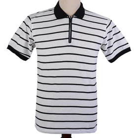 پولوشرت نیم زیپ راه راه مردانه